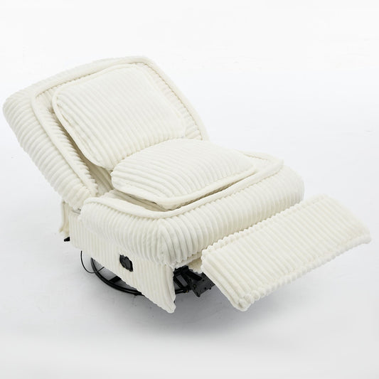 Poltrona reclinabile girevole a 360° in velluto a coste con cuscini