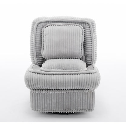 Poltrona reclinabile girevole a 360° in velluto a coste con cuscini