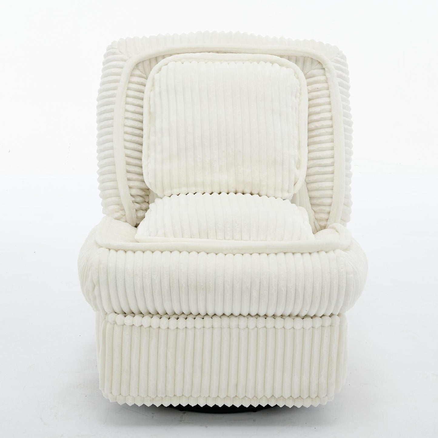 Poltrona reclinabile girevole a 360° in velluto a coste con cuscini