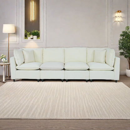 Divano a 4 posti in velluto a coste con 4 piccoli cuscini, tessuto traspirante, cuscini in spugna spessa