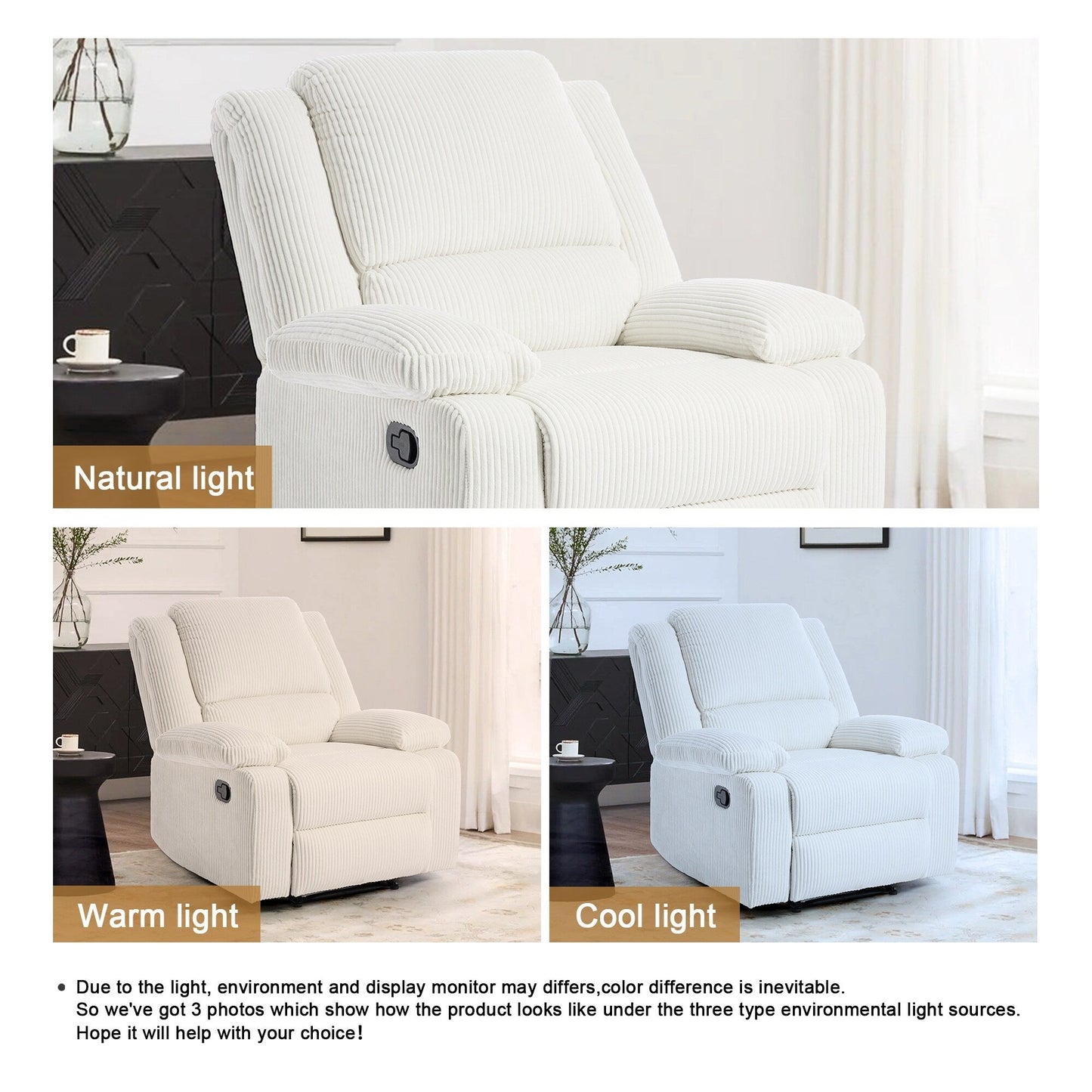 Poltrona reclinabile regolabile in velluto a coste per soggiorno