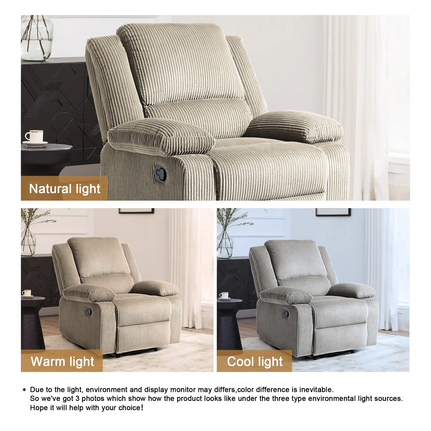 Poltrona reclinabile regolabile in velluto a coste per soggiorno