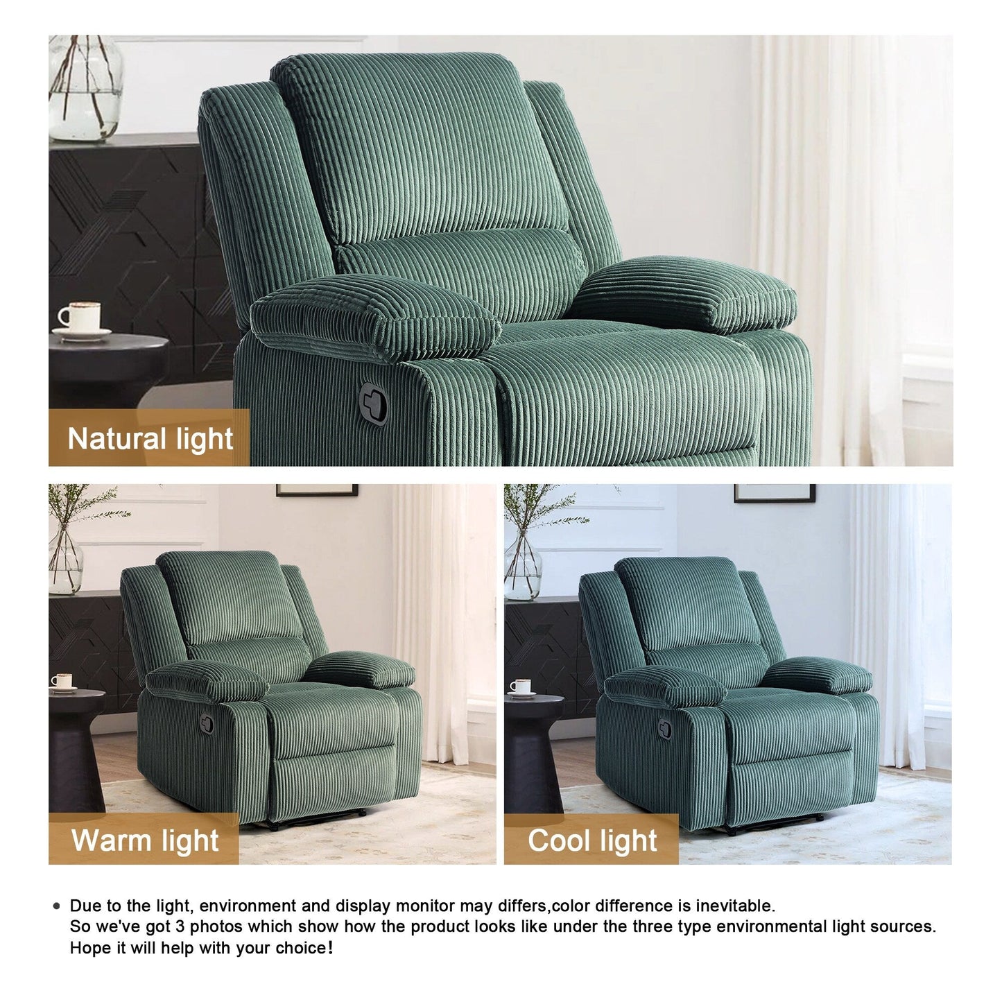 Poltrona reclinabile regolabile in velluto a coste per soggiorno