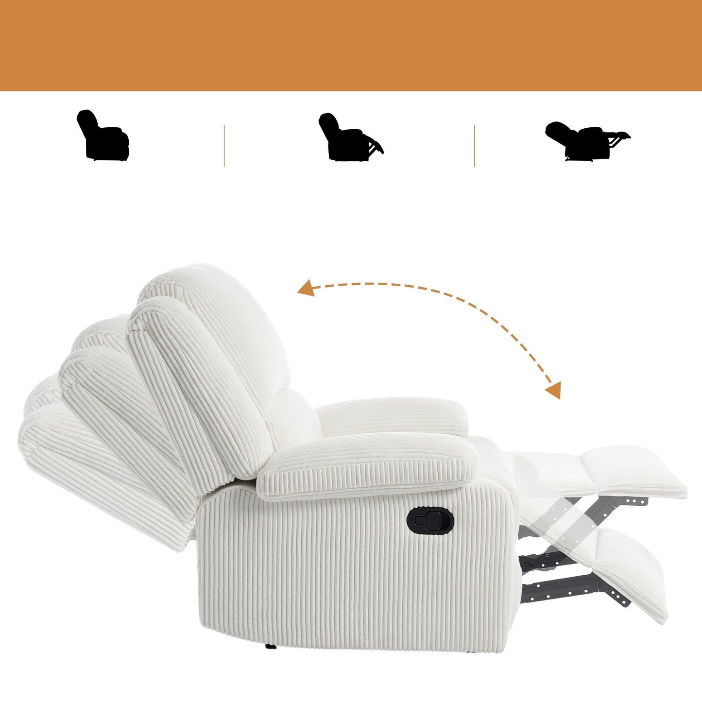 Poltrona reclinabile regolabile in velluto a coste per soggiorno