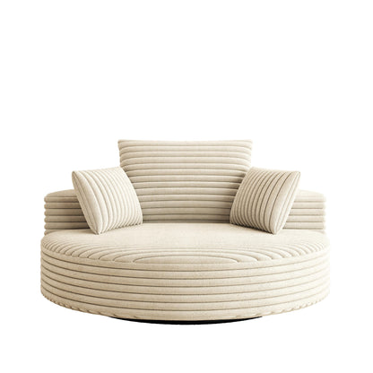 Sedia girevole singola in velluto a coste e ciniglia