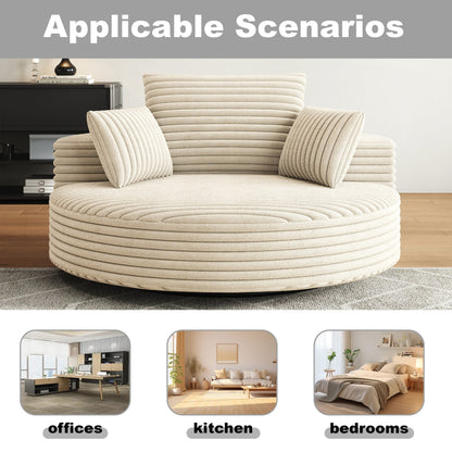 Sedia girevole singola in velluto a coste e ciniglia