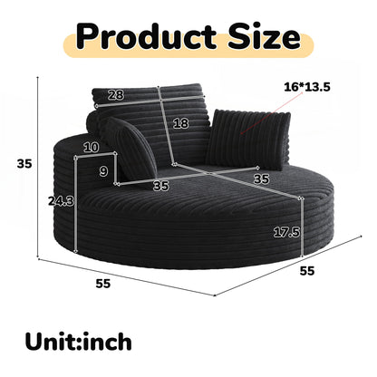 Sedia girevole singola in velluto a coste e ciniglia