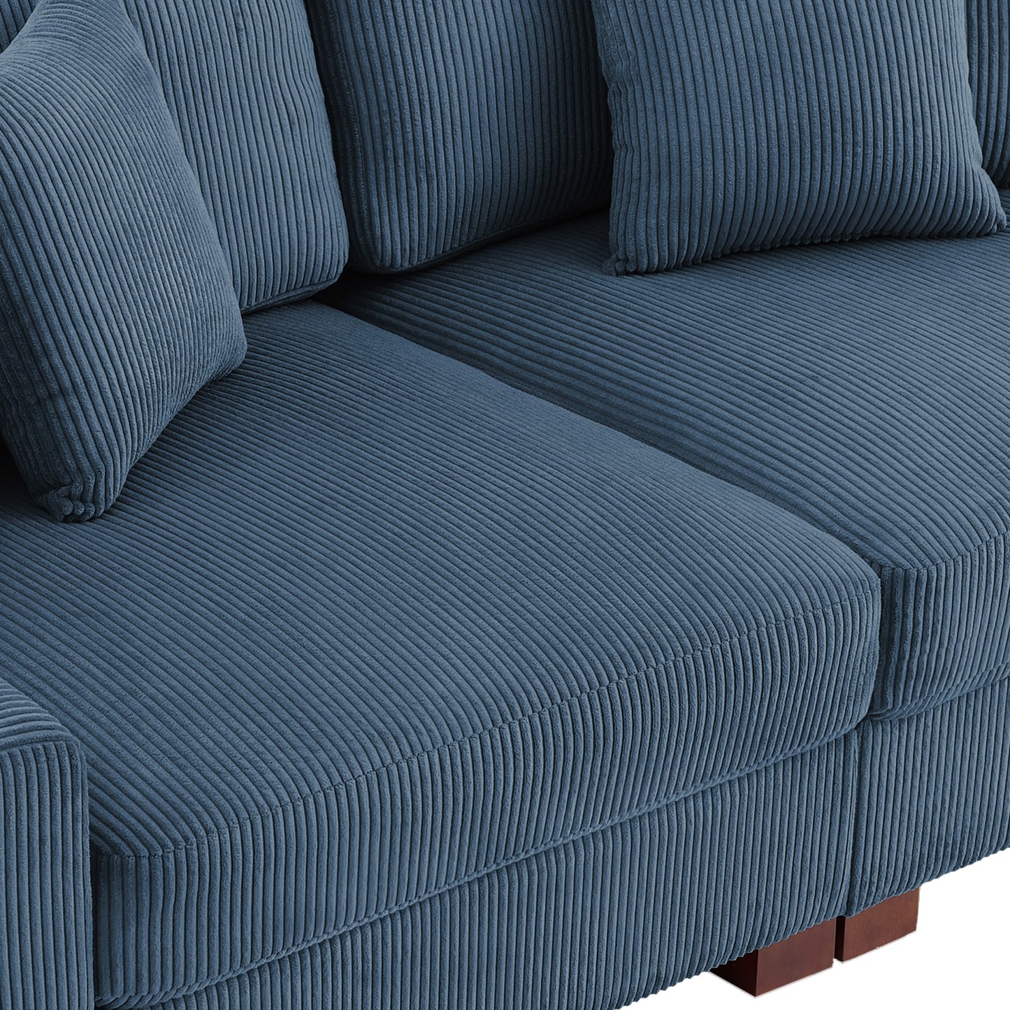 Divano componibile modulare in velluto a coste con cuscini