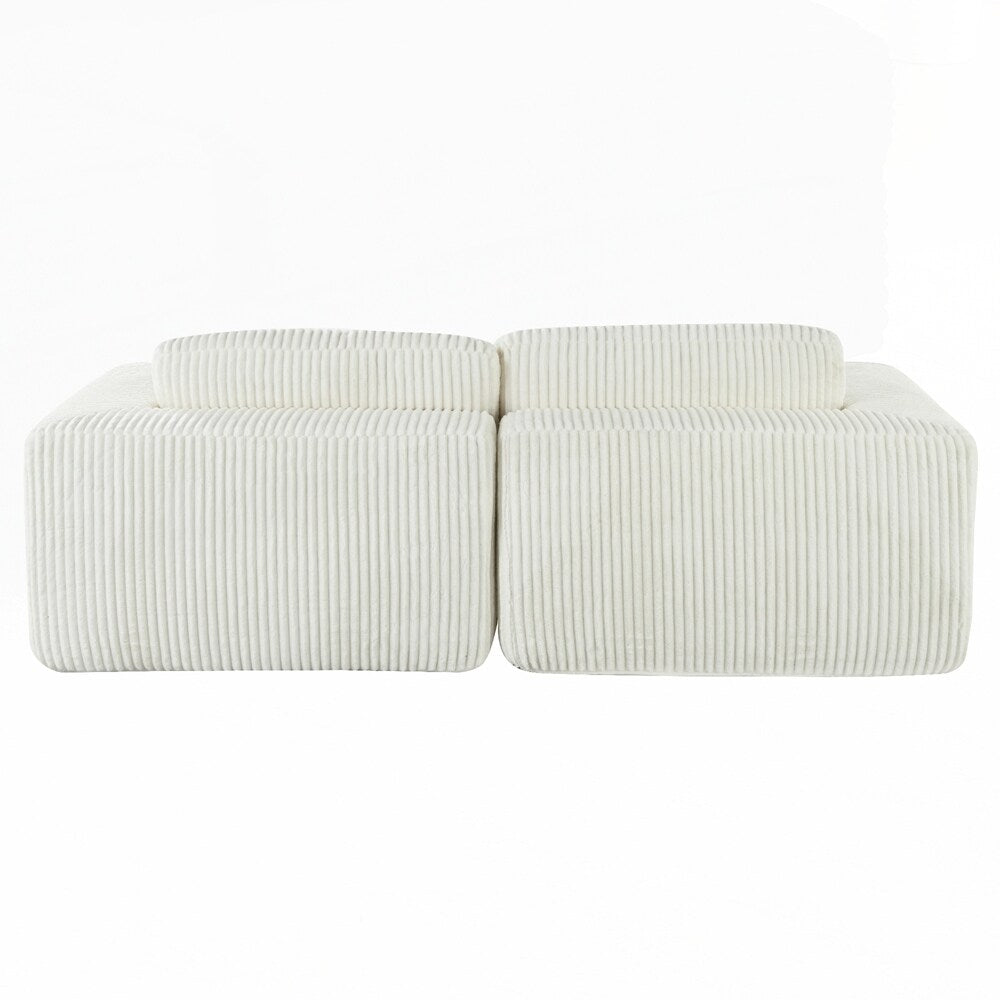 Divano letto matrimoniale in velluto a coste con 2 cuscini