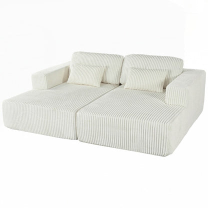 Divano letto matrimoniale in velluto a coste con 2 cuscini