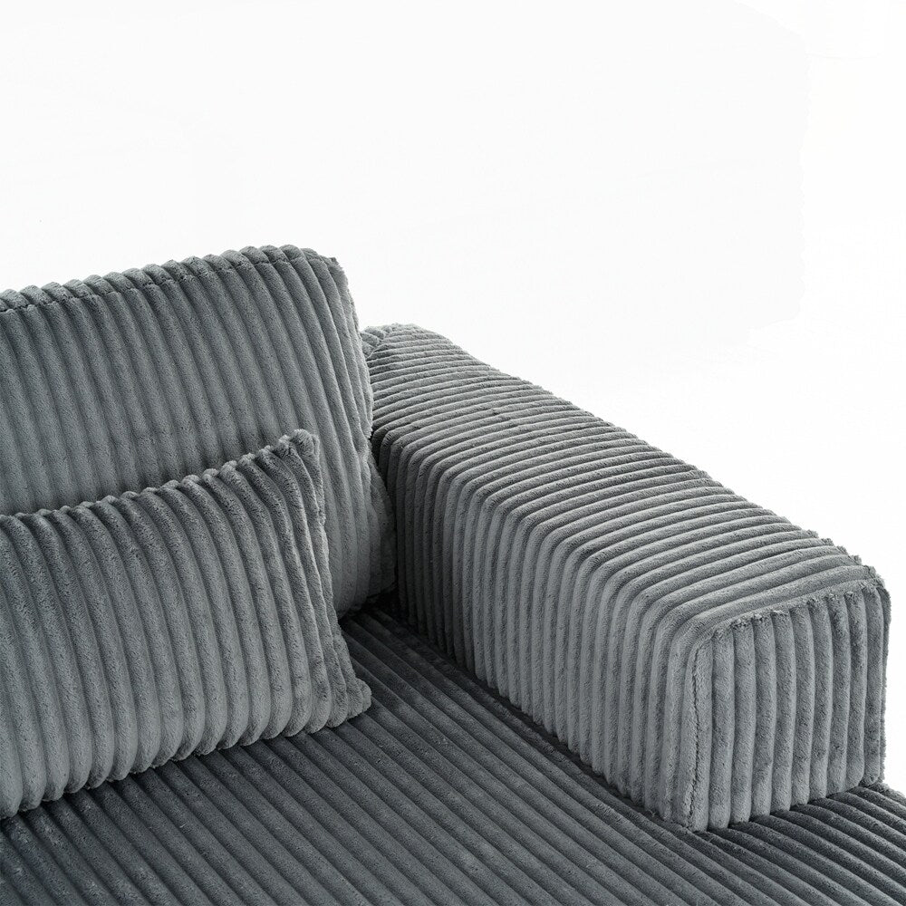 Divano letto matrimoniale in velluto a coste con 2 cuscini