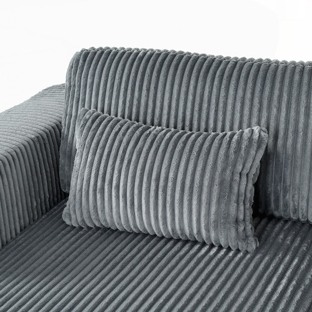 Divano letto matrimoniale in velluto a coste con 2 cuscini