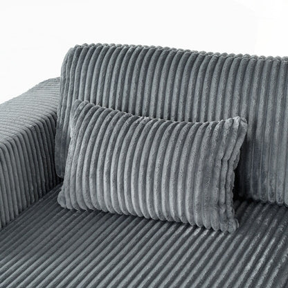 Divano letto matrimoniale in velluto a coste con 2 cuscini