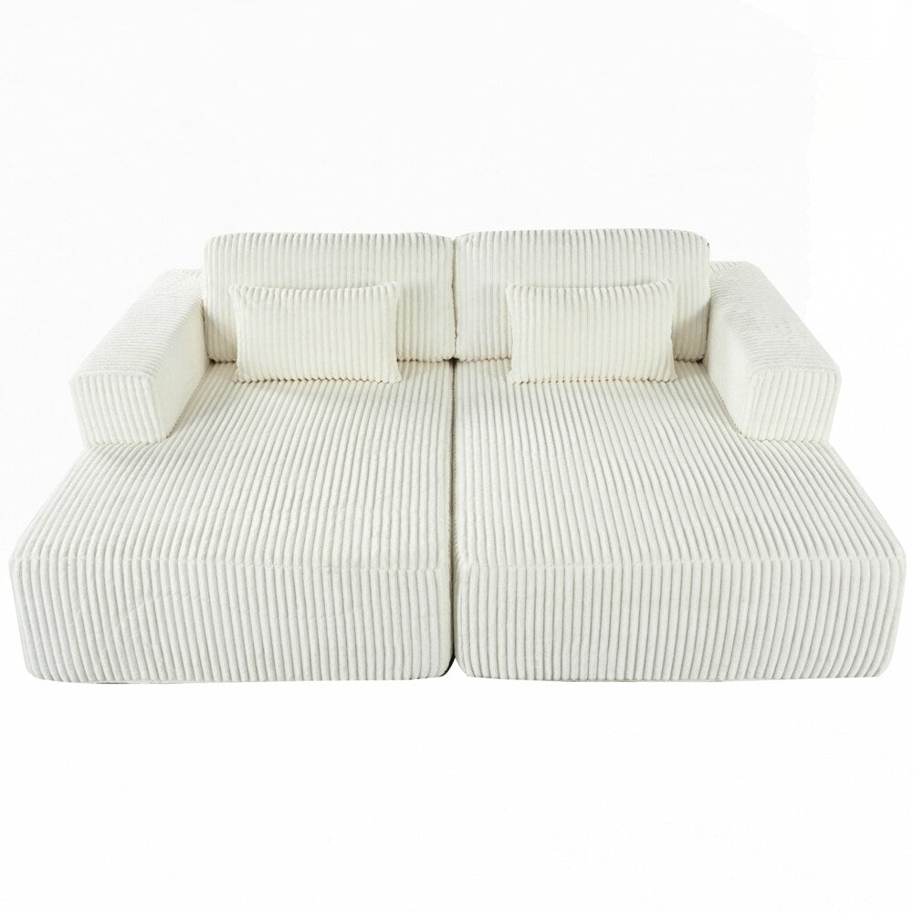 Divano letto matrimoniale in velluto a coste con 2 cuscini