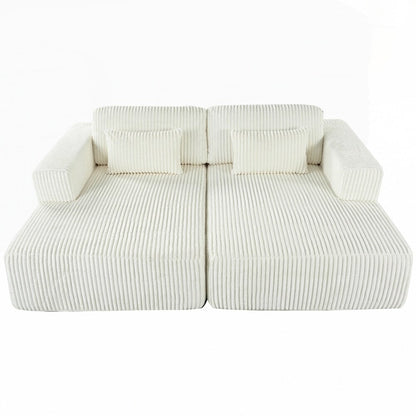 Divano letto matrimoniale in velluto a coste con 2 cuscini