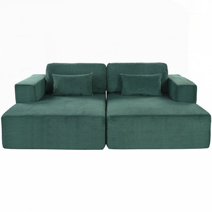 Divano letto matrimoniale in velluto a coste con 2 cuscini