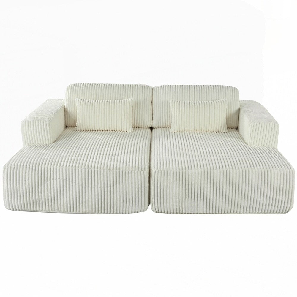 Divano letto matrimoniale in velluto a coste con 2 cuscini