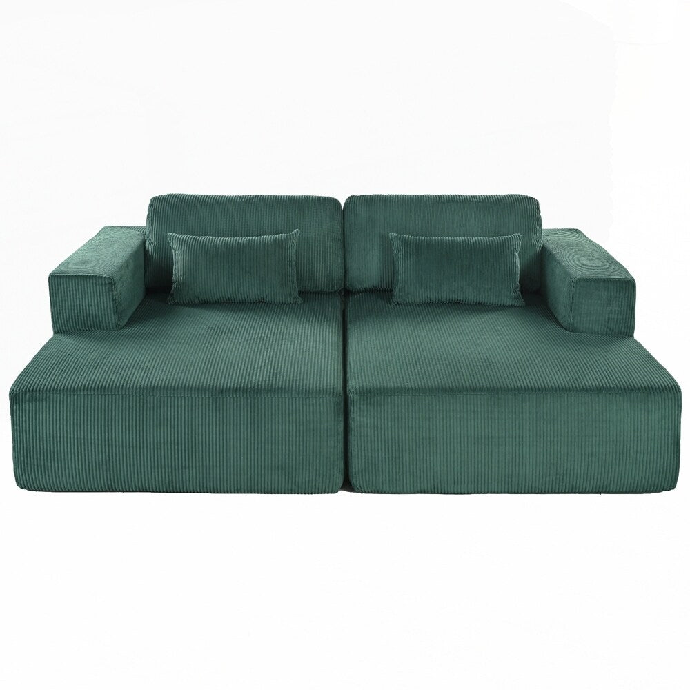 Divano letto matrimoniale in velluto a coste con 2 cuscini