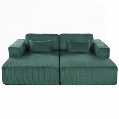 Divano letto matrimoniale in velluto a coste con 2 cuscini