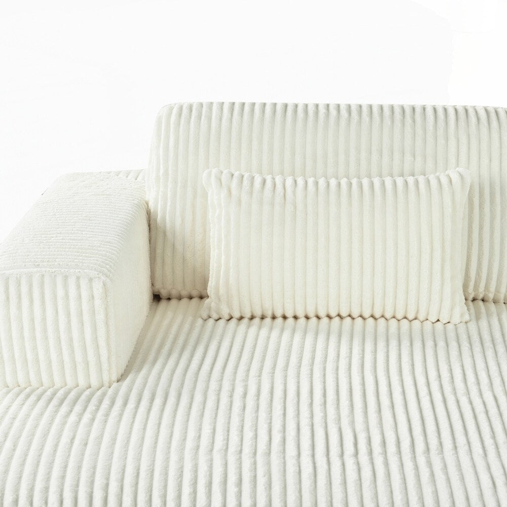 Divano letto matrimoniale in velluto a coste con 2 cuscini