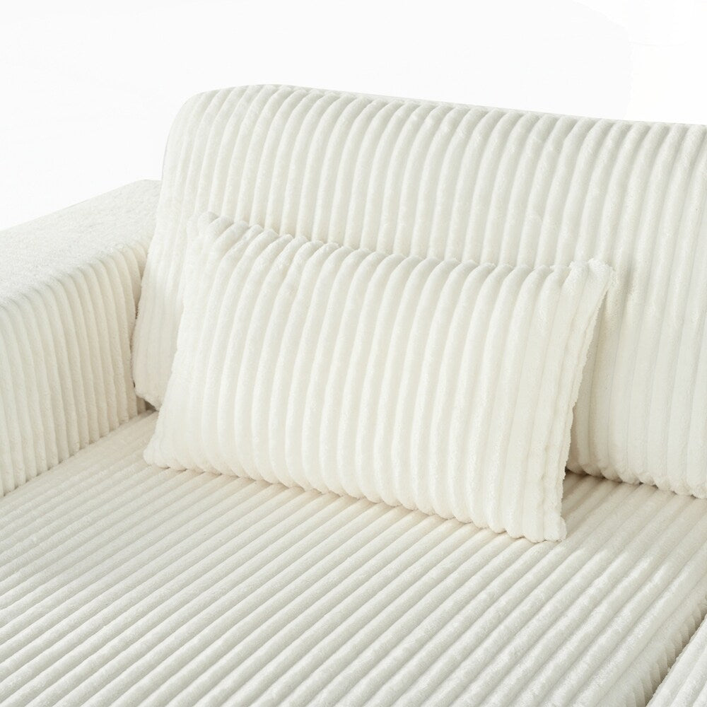 Divano letto matrimoniale in velluto a coste con 2 cuscini