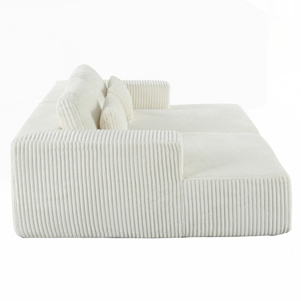 Divano letto matrimoniale in velluto a coste con 2 cuscini