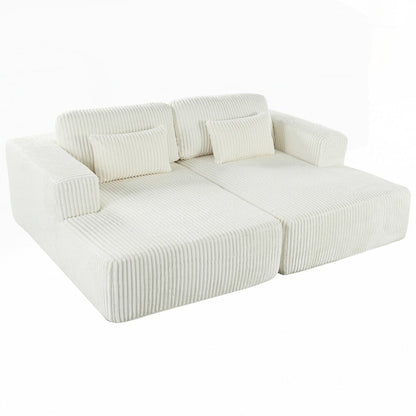 Divano letto matrimoniale in velluto a coste con 2 cuscini