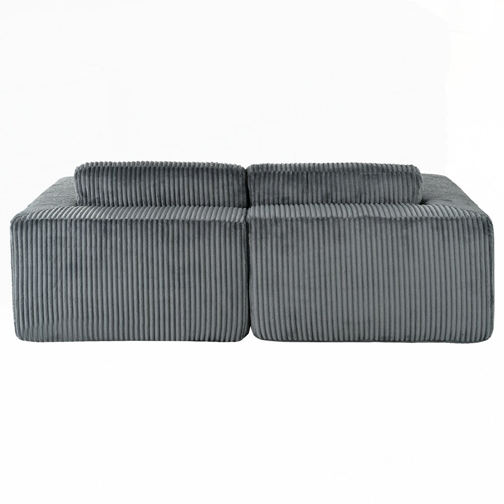 Divano letto matrimoniale in velluto a coste con 2 cuscini