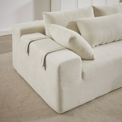 Divano a 3 posti in velluto a coste con 2 poggiapiedi mobili, set divano a U, seduta profonda imbottita a 2 posti con 3 cuscini