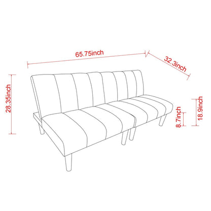 Divano letto trasformabile in tessuto di velluto a coste con gambe in legno