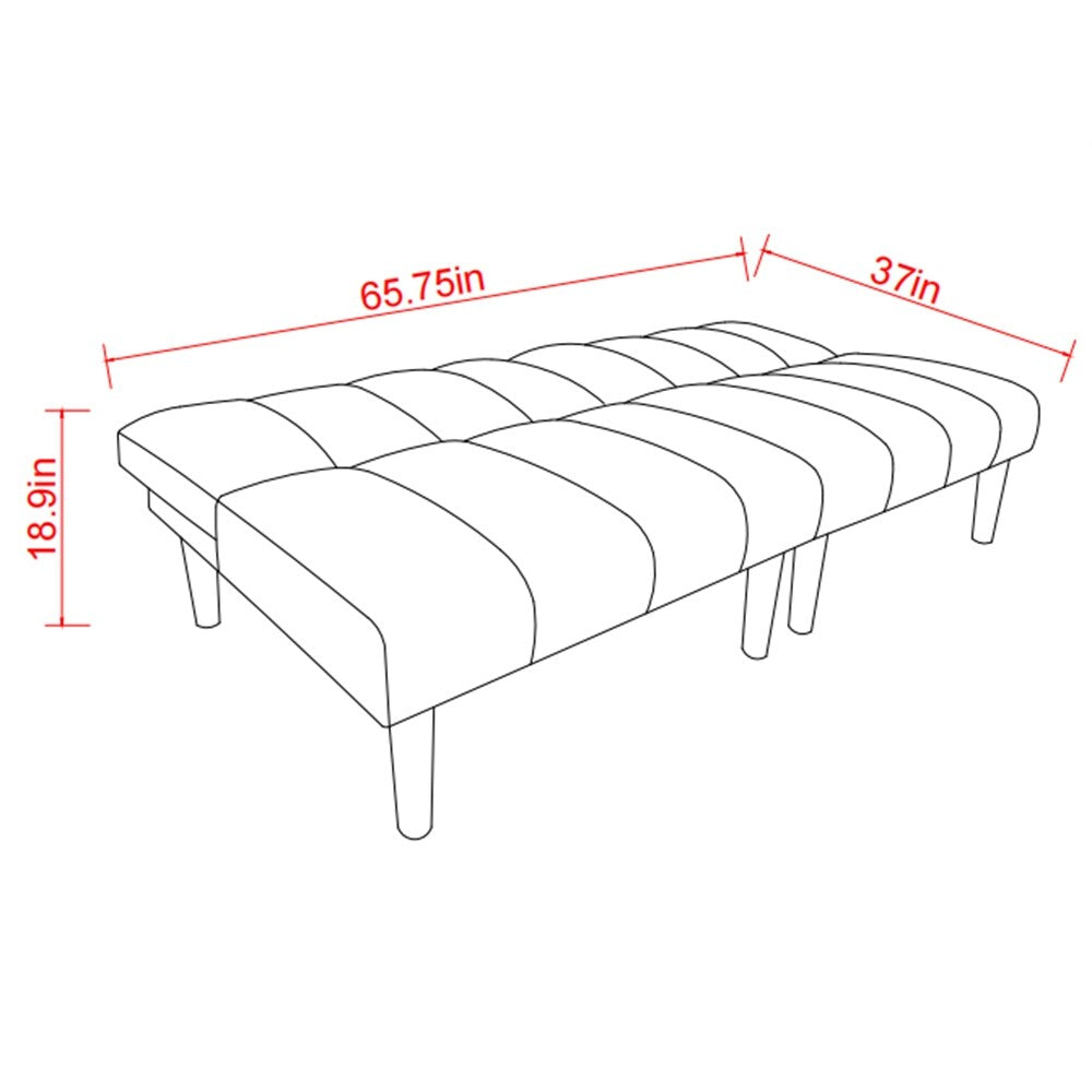 Divano letto trasformabile in tessuto di velluto a coste con gambe in legno
