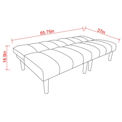Divano letto trasformabile in tessuto di velluto a coste con gambe in legno