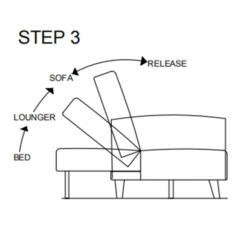 Divano letto trasformabile in tessuto di velluto a coste con gambe in legno