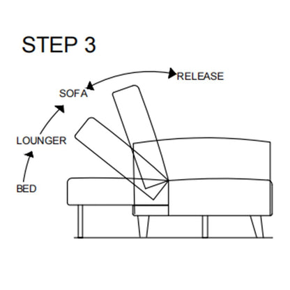 Divano letto trasformabile in tessuto di velluto a coste con gambe in legno