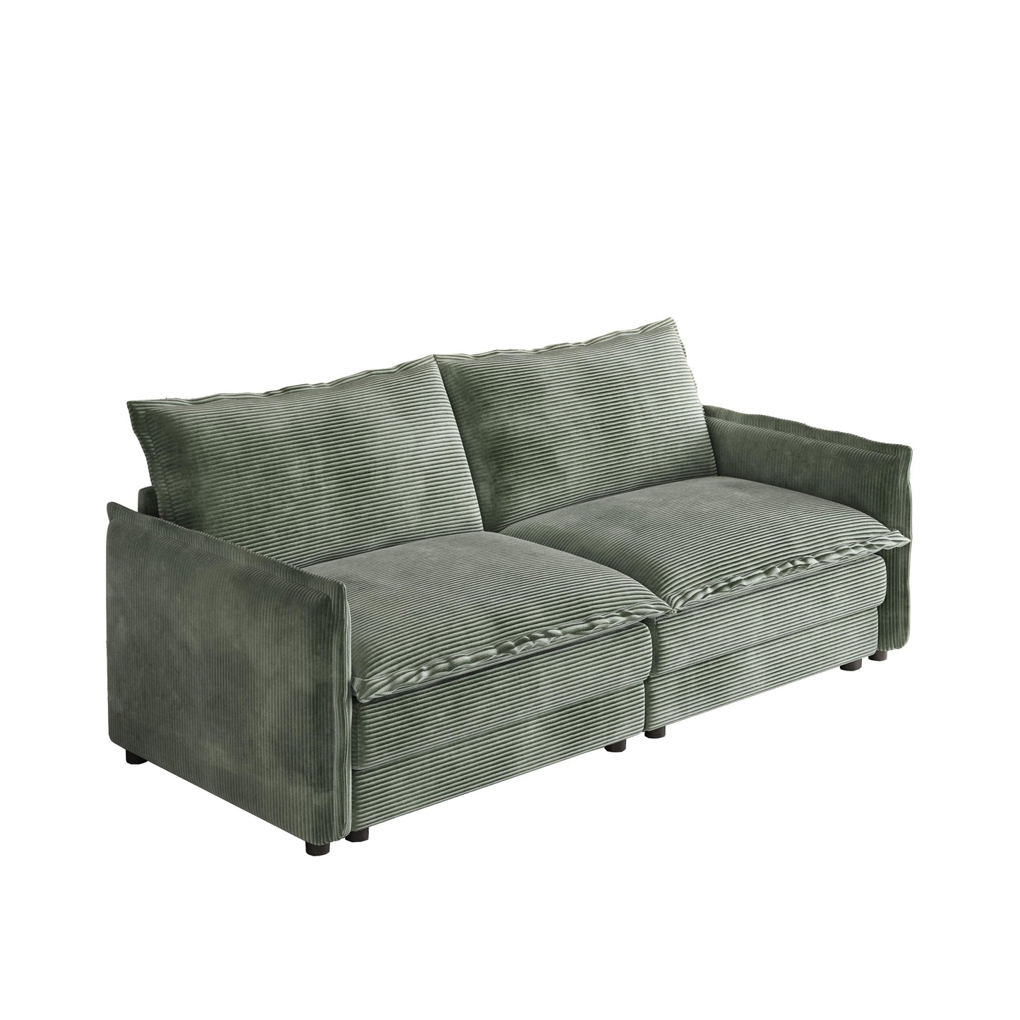 Divano a due posti in velluto a coste per soggiorno, divano imbottito di grandi dimensioni con seduta profonda e 2 cuscini