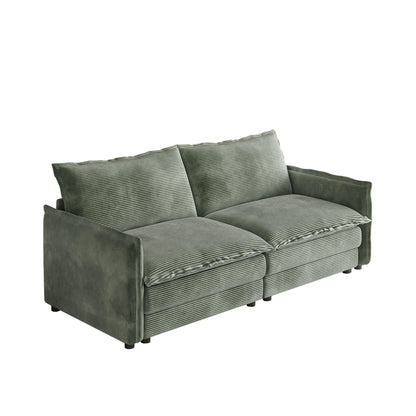 Divano a due posti in velluto a coste per soggiorno, divano imbottito di grandi dimensioni con seduta profonda e 2 cuscini