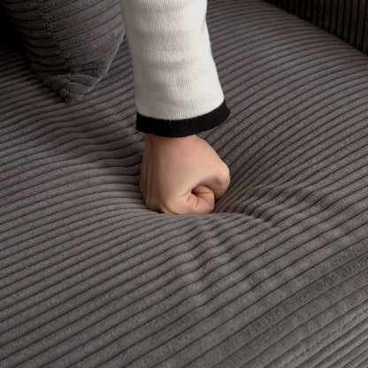 Divano a due posti in velluto a coste per soggiorno, divano imbottito di grandi dimensioni con seduta profonda e 2 cuscini