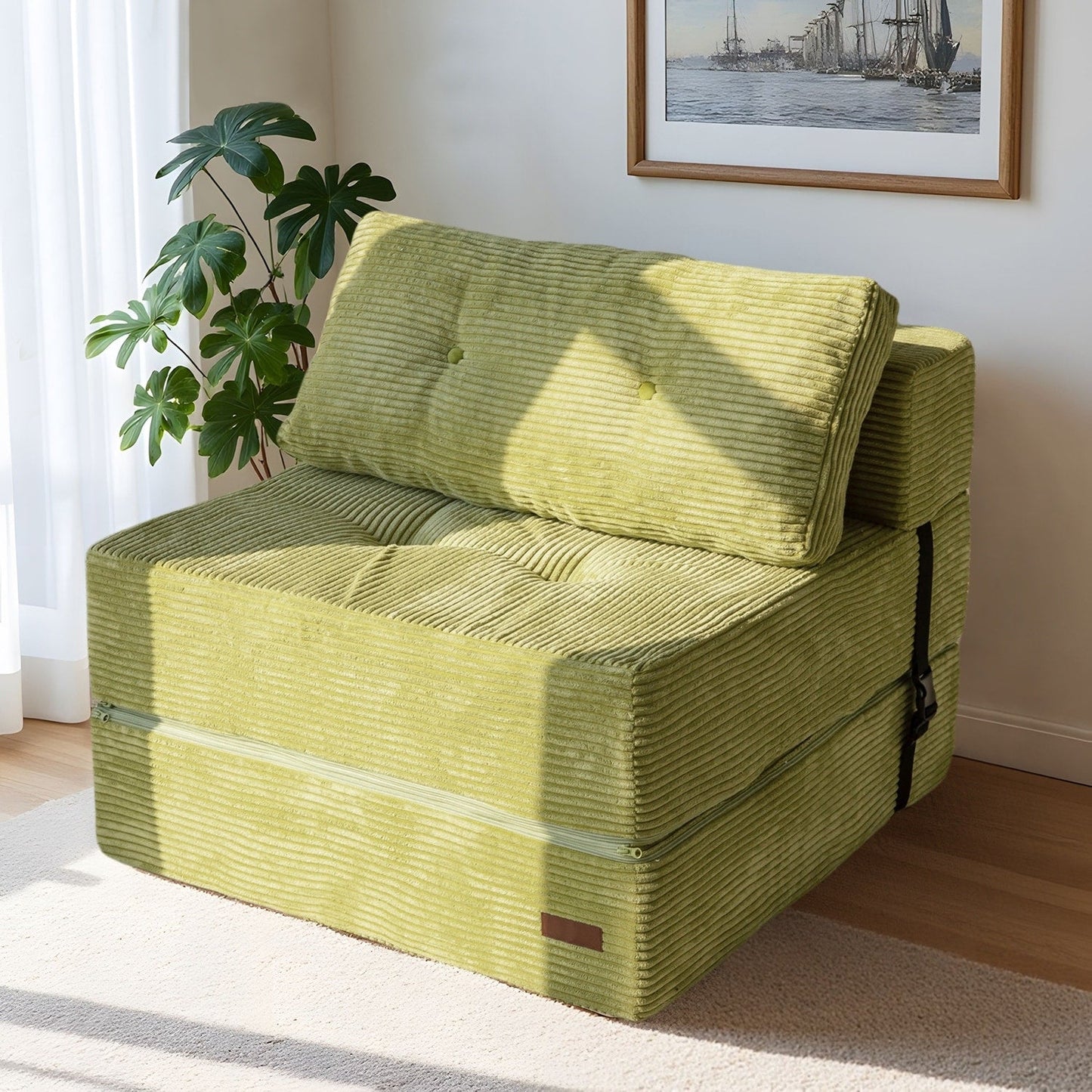 Divano letto pieghevole in velluto a coste, materasso da pavimento da 6 pollici