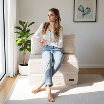 Divano letto pieghevole in velluto a coste, materasso da pavimento da 6 pollici