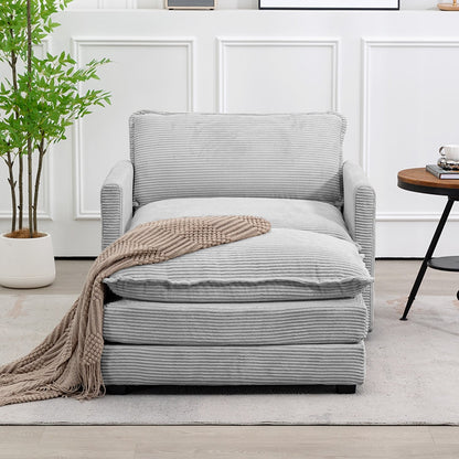 Divano componibile in velluto a coste con pouf rimovibili e cuscini ultra morbidi per soggiorno e camera da letto