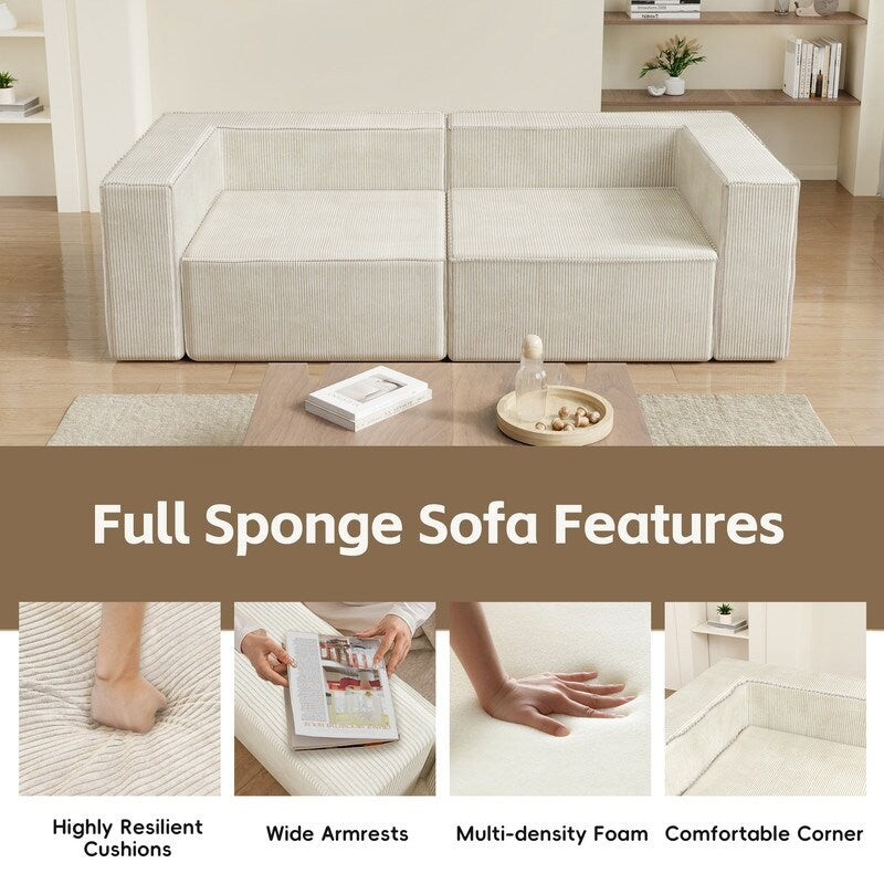 Divani a compressione comodi in velluto a coste