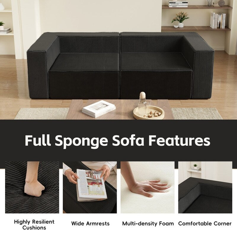 Divani a compressione comodi in velluto a coste