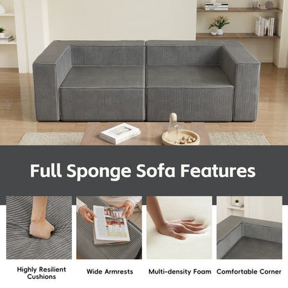 Divani a compressione comodi in velluto a coste