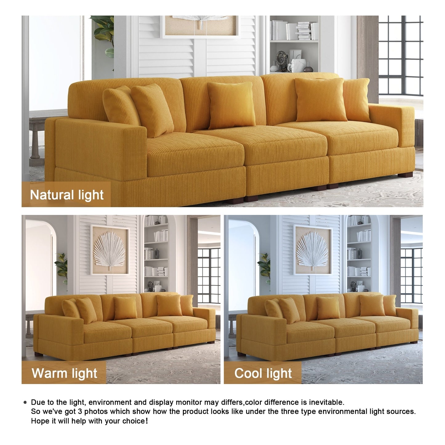 Divano componibile modulare in velluto a coste con cuscini