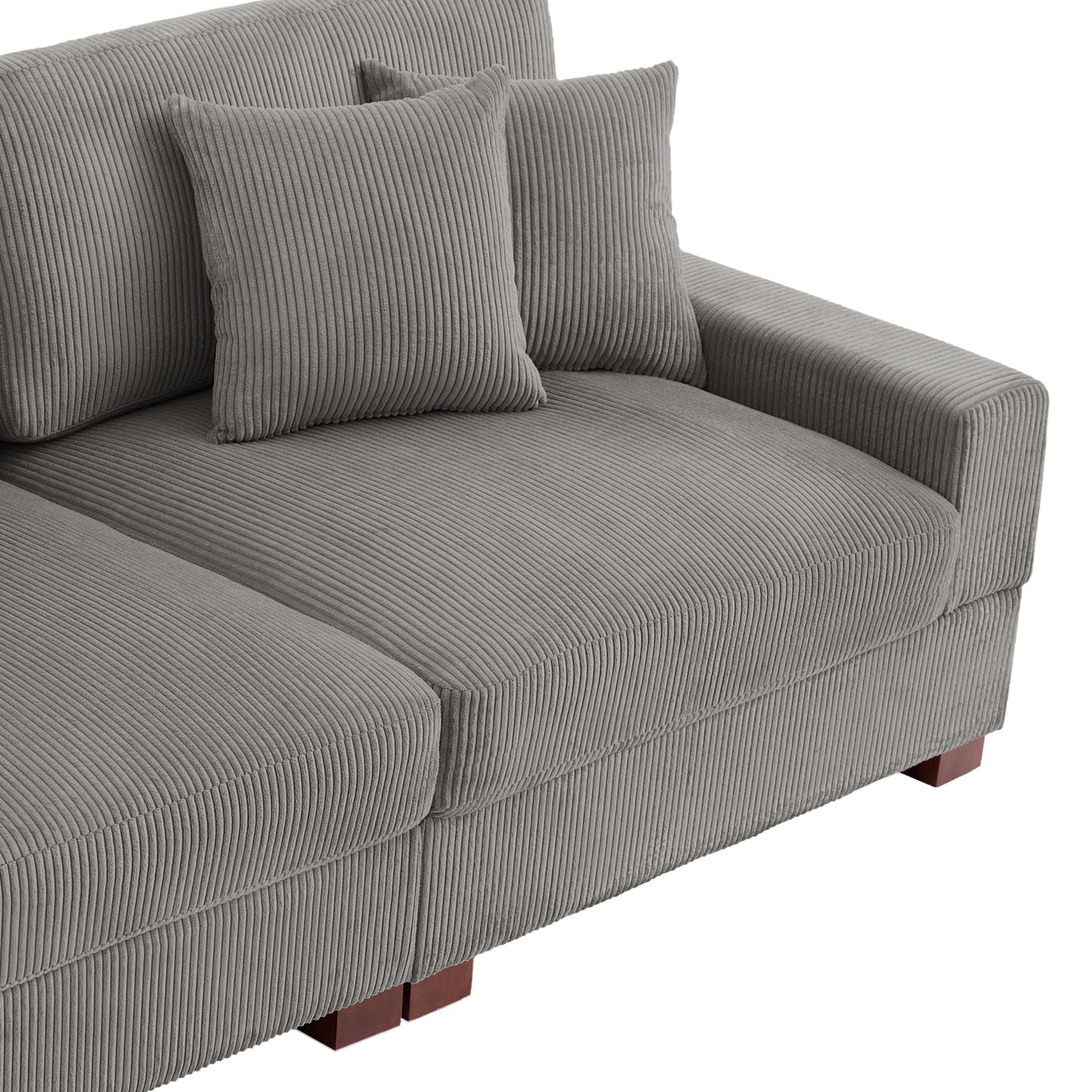 Divano componibile modulare in velluto a coste con cuscini