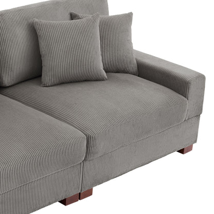 Divano componibile modulare in velluto a coste con cuscini