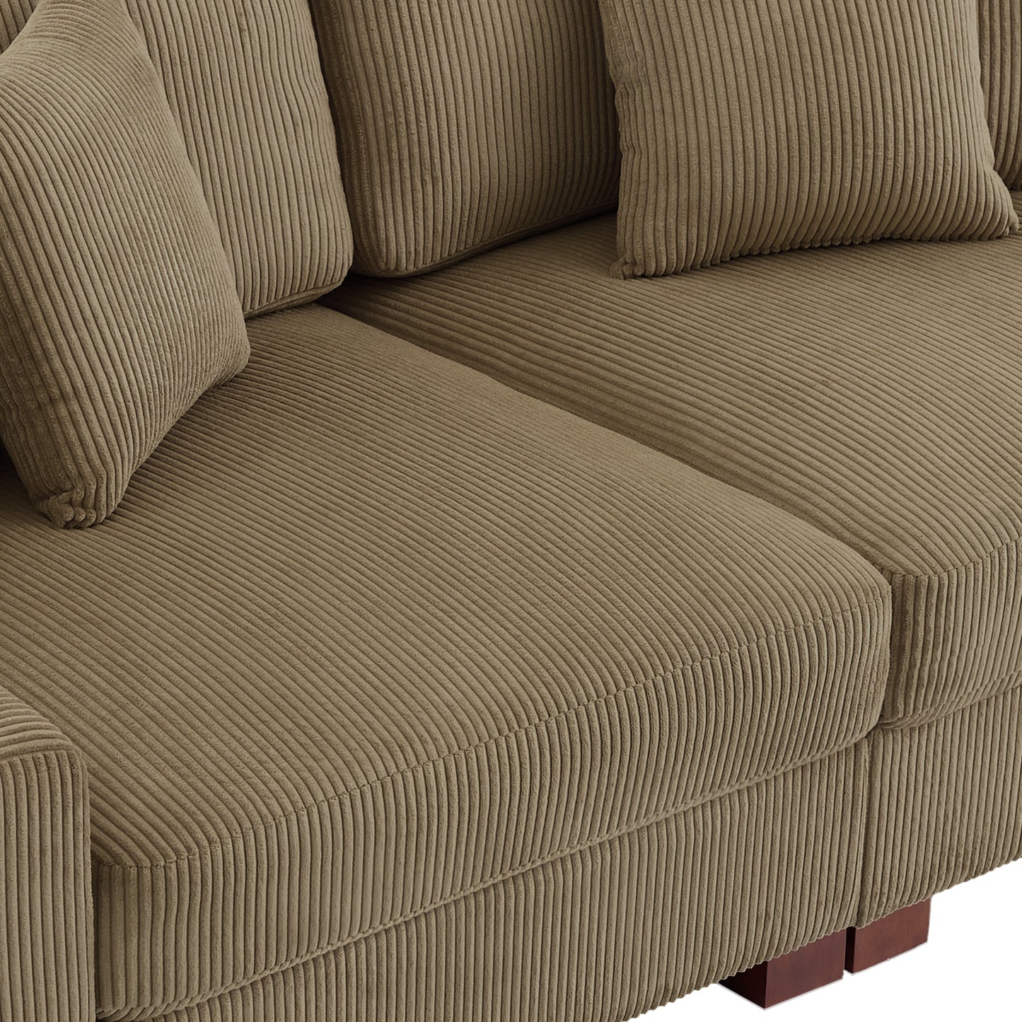 Divano componibile modulare in velluto a coste con cuscini