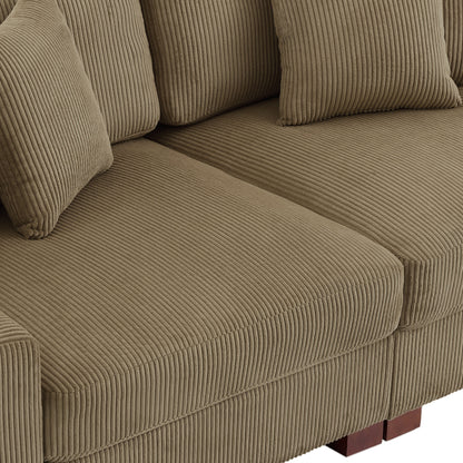 Divano componibile modulare in velluto a coste con cuscini