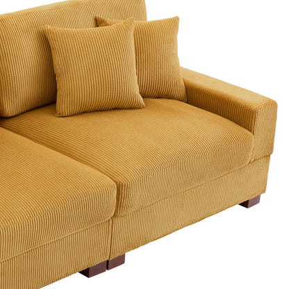 Divano componibile modulare in velluto a coste con cuscini