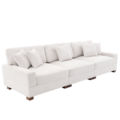 Divano componibile modulare in velluto a coste con cuscini